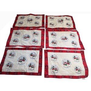 6 VTG East West Holiday Placemats Snowman Reversible table top decor granny read